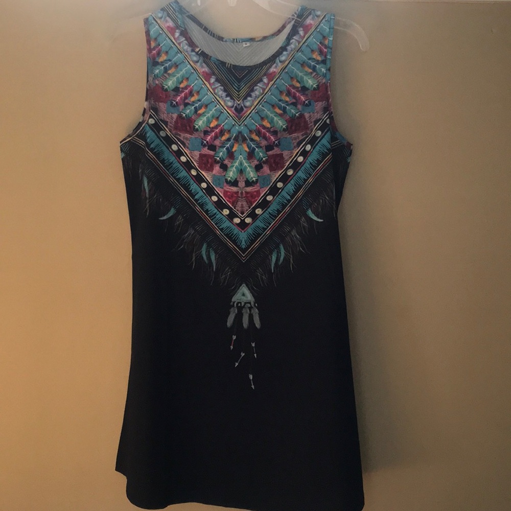 Little black dress with feather design